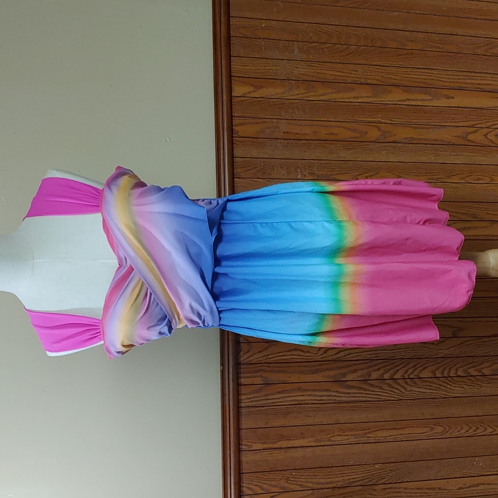 Cover Up and Dress Swimsuit Rainbow Ombre Bra Top NWOT XL - Picture 1 of 14